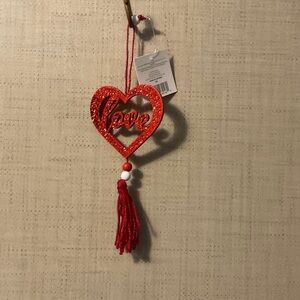 Glittery Red Heart Ornament with Tassel